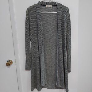 Pink Rose Grey & Black Long Cardigan